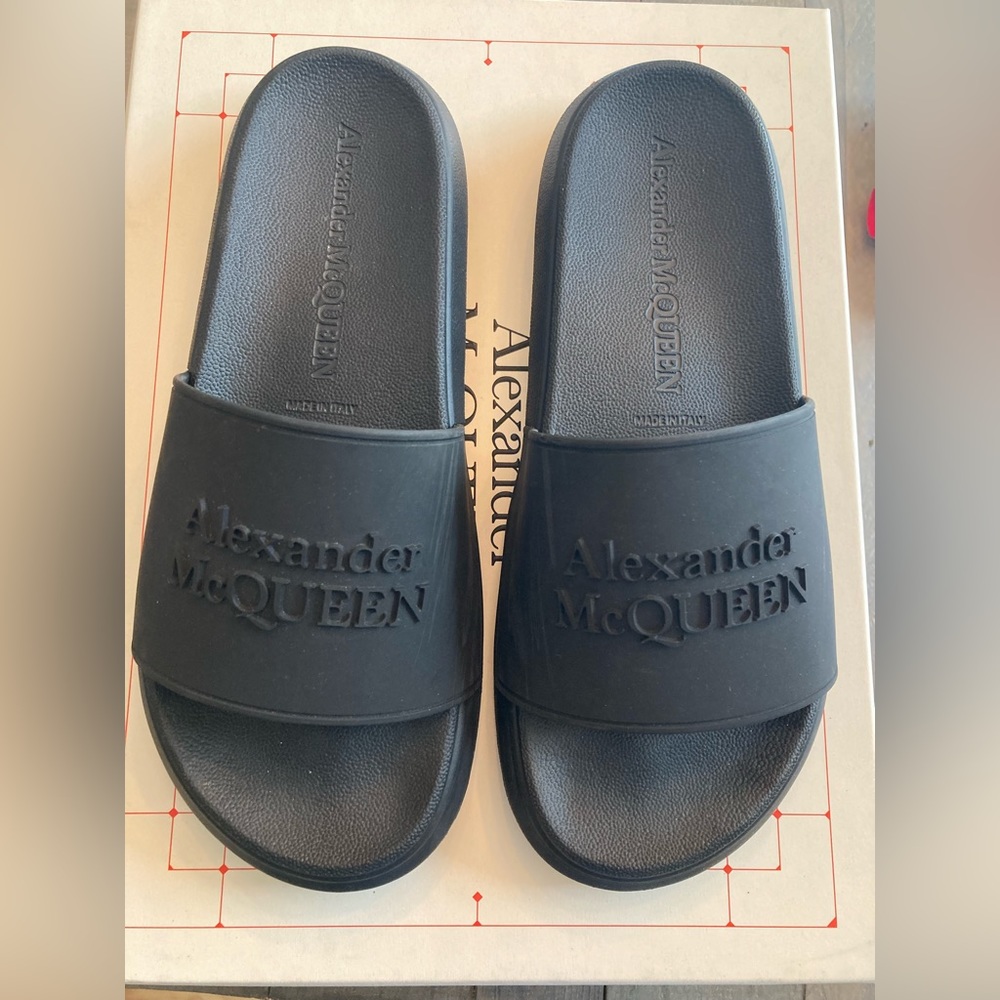 Black Alexander McQueen Pool Slides Size 7